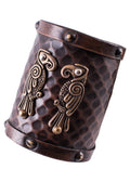 Protège-bras Viking en cuir Hugin et Munin – Manchette nordique brune