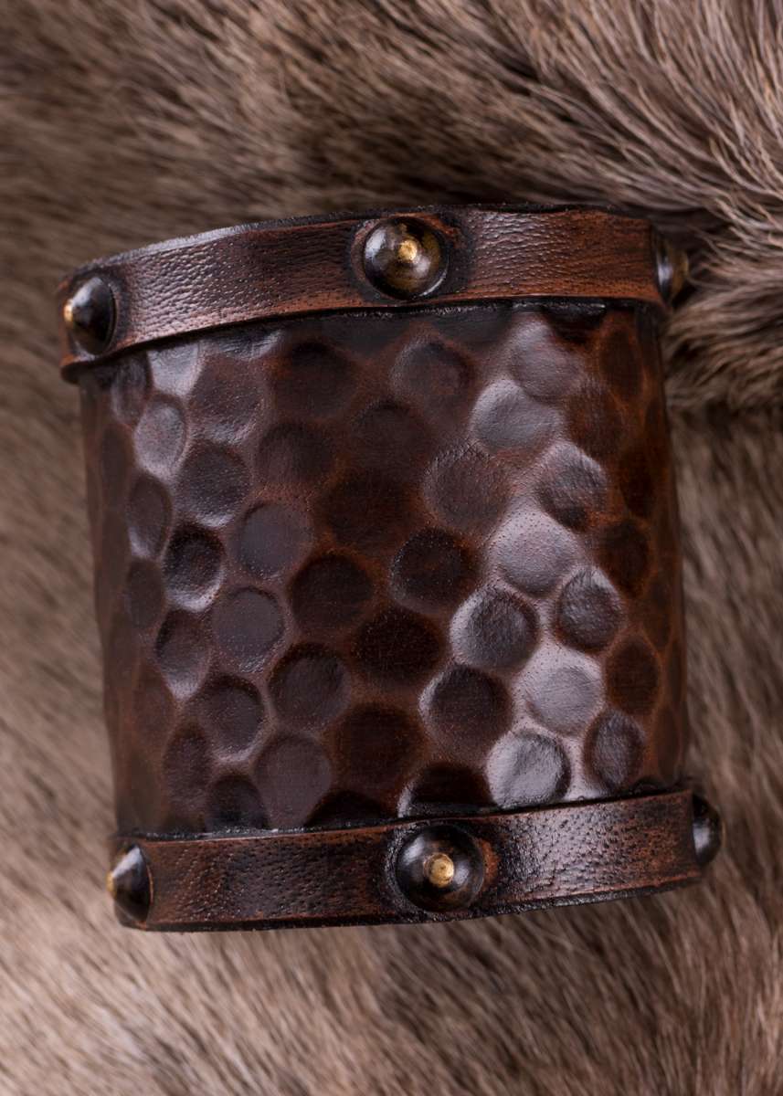 Petit protège-bras en cuir médiéval marron