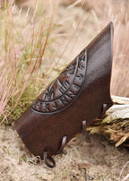 Protège-bras Viking en cuir Vegvísir marron – Manchette nordique de bras embossée