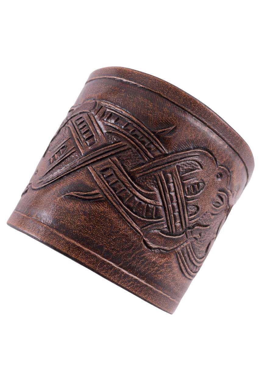 Protège-bras Viking cuir dragon Jelling marron foncé