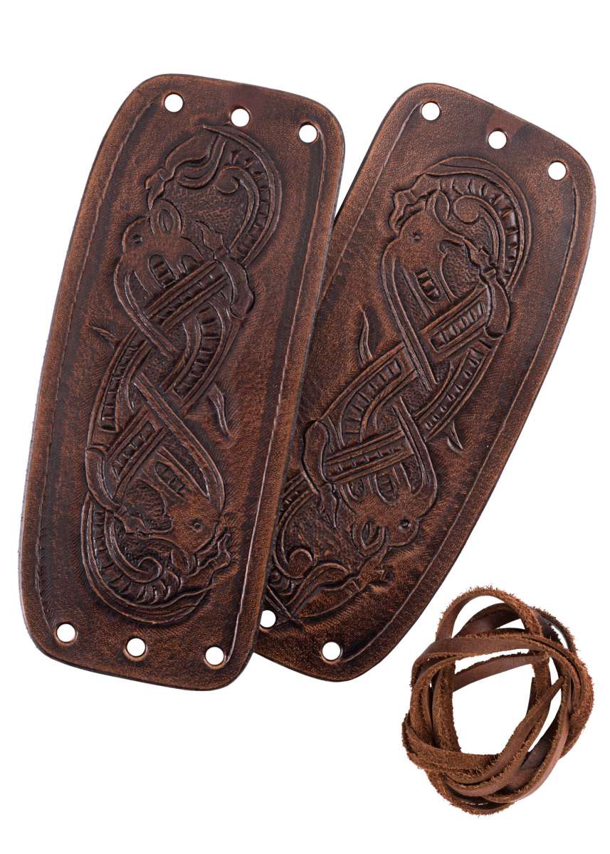 Protège-bras Viking cuir dragon Jelling marron foncé